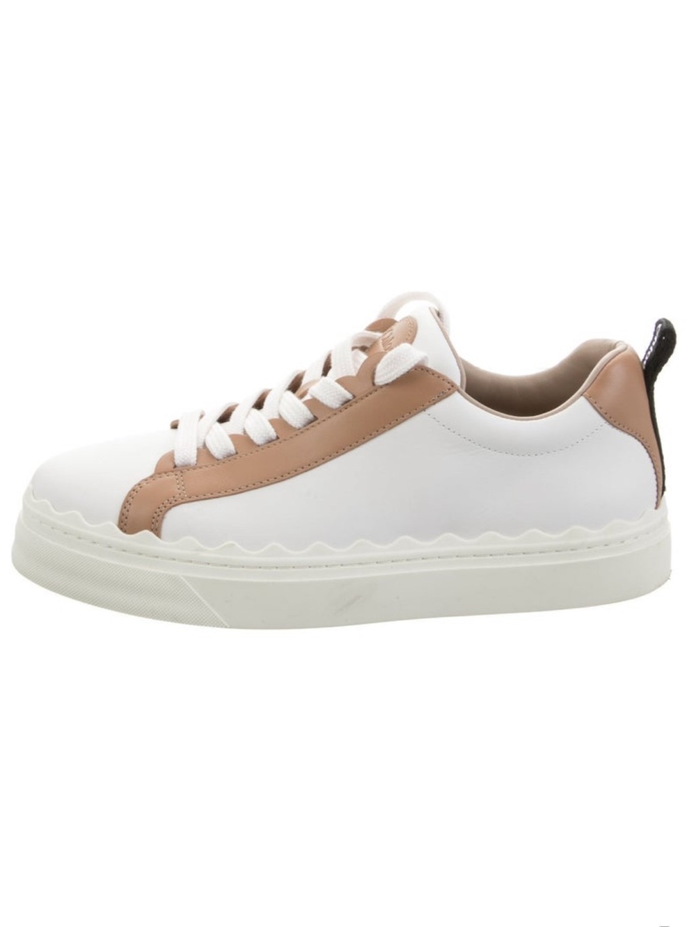 Chloe Lauren  Sneaker - white w carmel scallop accents - Size 40 - Fantastic!!
